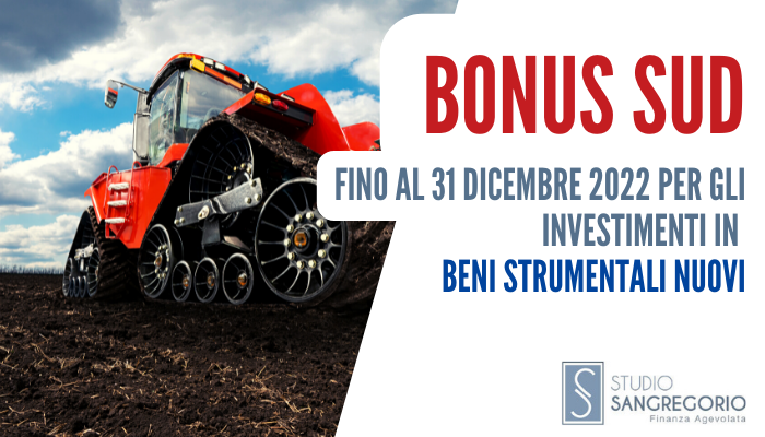 Bonus Sud fino al 31 dicembre 2022 per gli investimenti in beni strumentali nuovi